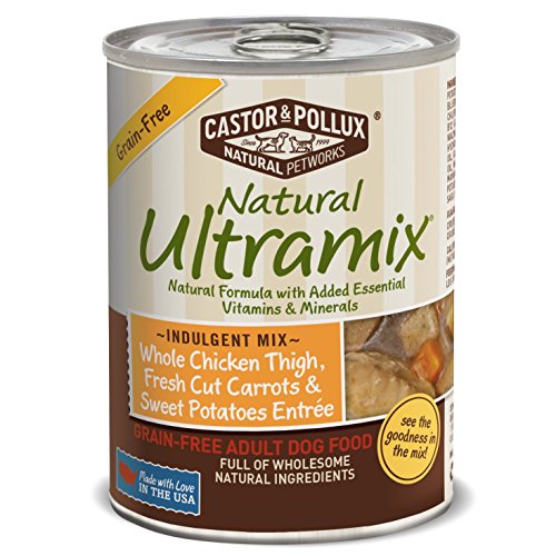 Natural Ultramix Whole Chicken Thigh, Fresh Cut Carrots & Sweet Potatoes Entree Grain-Free For Adult Dogs, 13.2-Ounce Cans, Pack Of 12 Cans