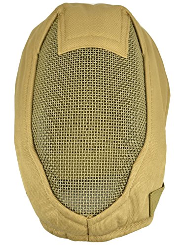 Jadedragon Tactical Airsoft Mask Full Face Mask Steel Mesh Protective Mask for BB/CS Game/Paintball/Hunting(Khaki)