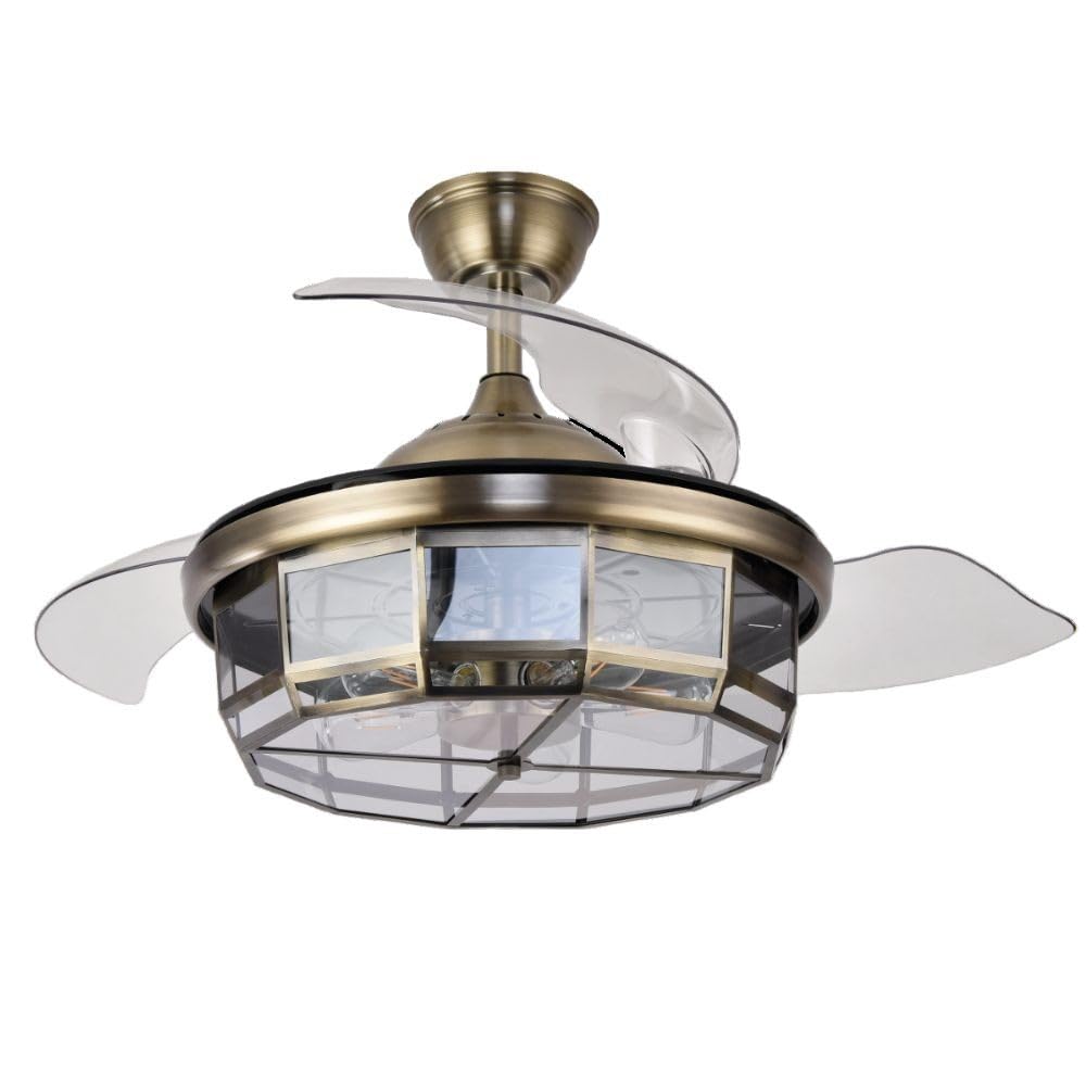 ABRILA Tornado Leather DC Fan | 5x E27 | 3 Folding Blades | 6 Speeds | Remote Control | Timer | Modern Design