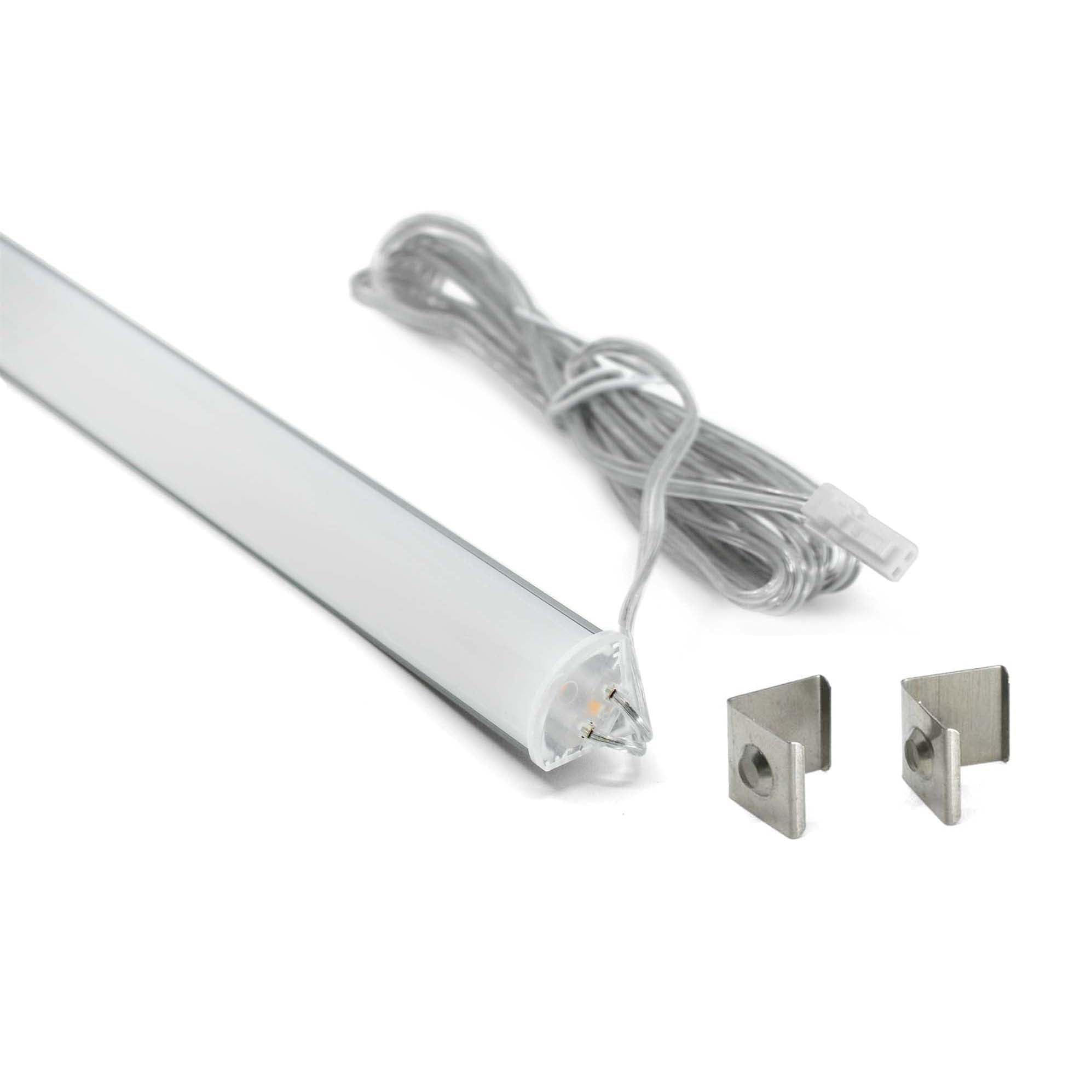 G.W.S® LED Aluminium Profile, Under Cabinet Cupboard Corner Light, DC12V 8W 720Lms, 100cm, Neutral White 4000K