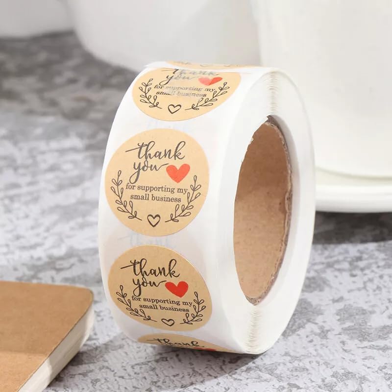 Image of 500pcs Watercolor Thank You Stickers - Round Self-Adhesive Sticker for Paper, Small Business Wedding Supplies, Gift Wrap - 25 mm, (1,Thank You for Supporting My Small Business)