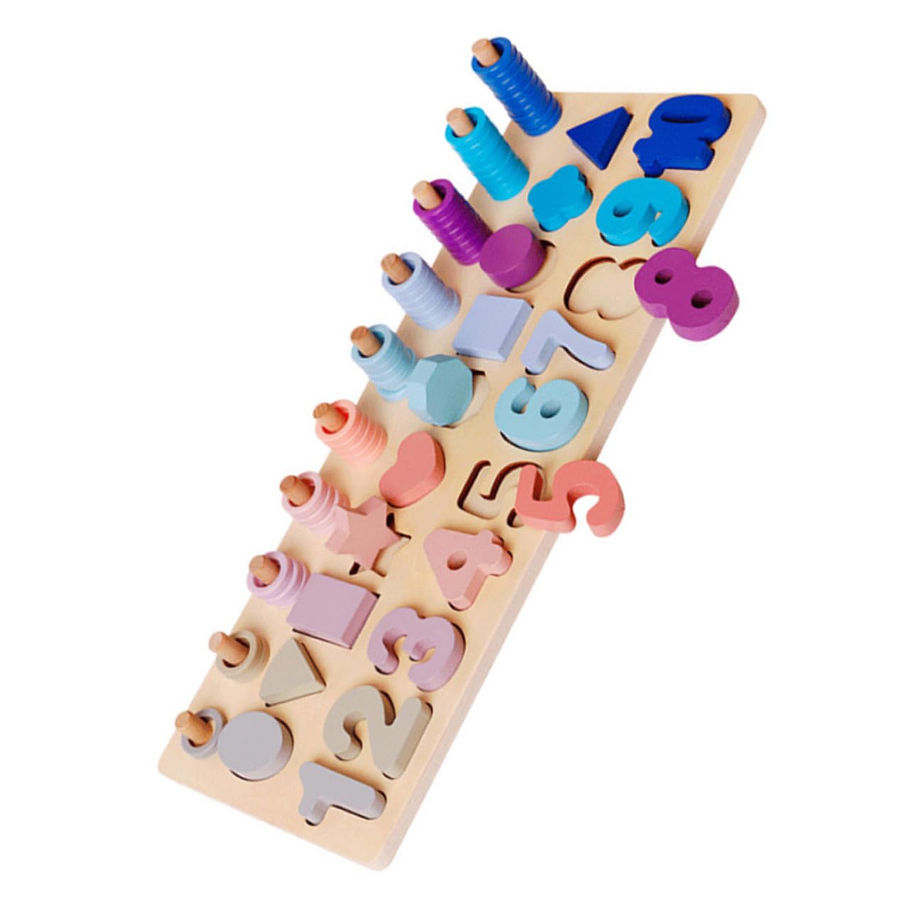 Rompecabezas de Madera para Niños Formas Geométricas y Números, Juguete Educativo Montessori Que Promueve Razonamiento Lógico y Aprendizaje de Colores para Niños Pequeños