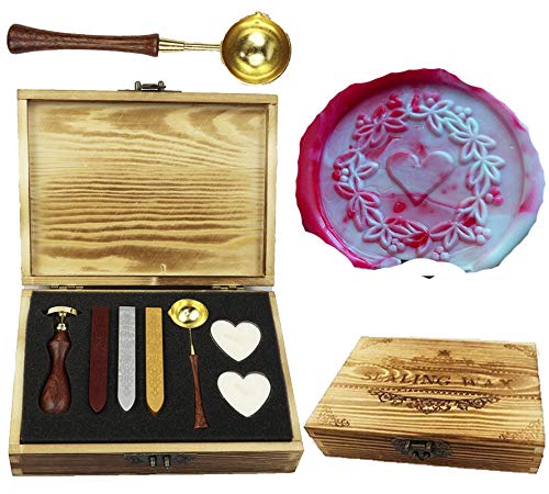 Kit cachet de cire poignée bois cuillère fonte bougie pour enveloppe invitation