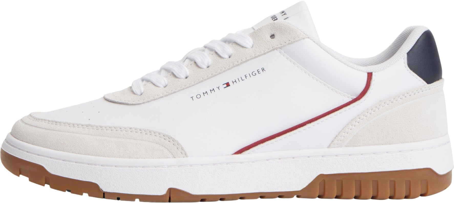 Tommy Hilfiger Men Th Basket Core Leather Suede Mix FM0FM05881 Low Top, Blue, 10.5