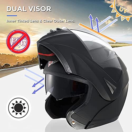 Bluetooth Modular Motorcycle Helmet,Dot Approved Full Face Flip Up Front Helmet Double Visor Helmets, Built-In Dual Speaker With Microphone, For Adults Men And Wome G,Large #TOP4