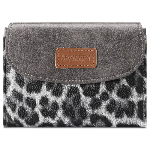 Image of SENDEFN Small Womens Wallet RFID Blocking Double Zipper Pocket Card Holder Purse