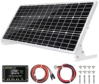 Topsolar 100W 12V Solar Panel Kit Battery Charger 100 Watt 12 Volt Off Grid System for Homes RV Boat + 20A Solar Charge Controller + Solar Cables + Brackets for Mounting