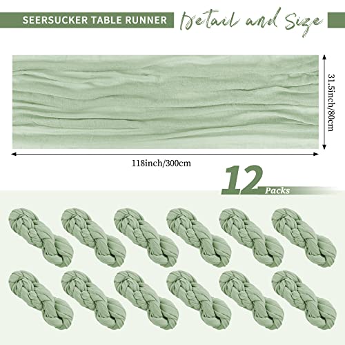12 Pack Sage Green Cheesecloth Table Runner 10Ft Boho Gauze Cheese Cloth Table Runner Boho Rustic Decorations For Wedding Reception Bridal Shower Baby Shower Party Table Decorations #TOP3