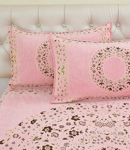 Image of Luxury Velvet Bedsheet - King Size Luxury Bed Sheet - Ultra Soft, Cozy & Warm Bedding for Bedroom - Hypoallergenic & Elegant Velvet Texture (Black Berry 01 Pink, Velvet Bedsheet)