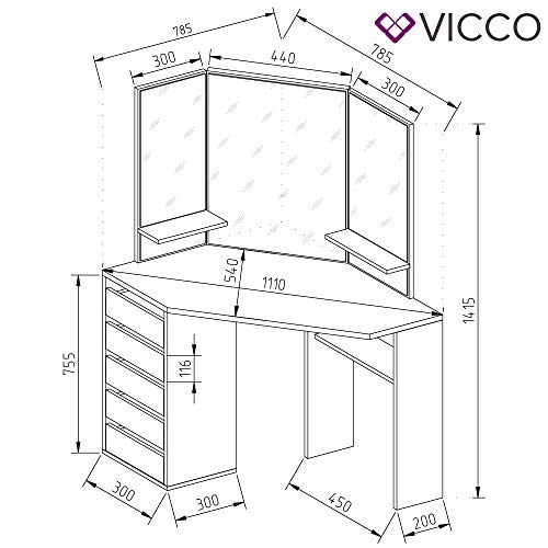 Vicco Arielle Hoekkaptafel, kaptafel, commode - Image 4