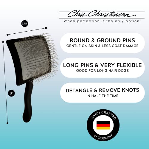 Chris Christensen Groomers Bundle - 000 7.5 In. Greyhound Style Fine/Coarse Buttercomb, Stainless Steel - Big K Slicker Dog Brush Large, Perfect For Doodles, Angled Polished Pins #TOP3