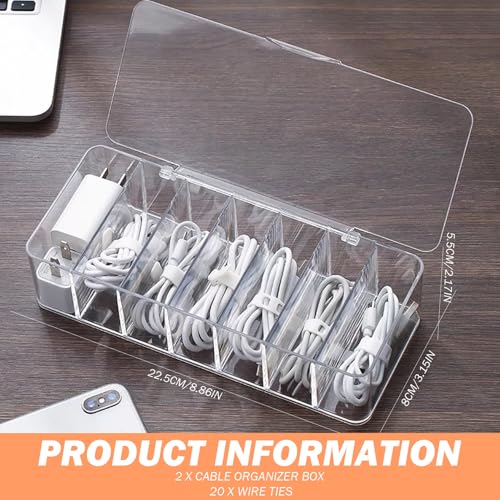 Boîte de rangement de câbles anti-poussière organisateur de fil bureau à 7 compartiments
