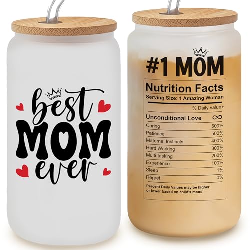 Lierie8888 Taza de vidrio esmerilado Best Mom Ever - 16 onzas