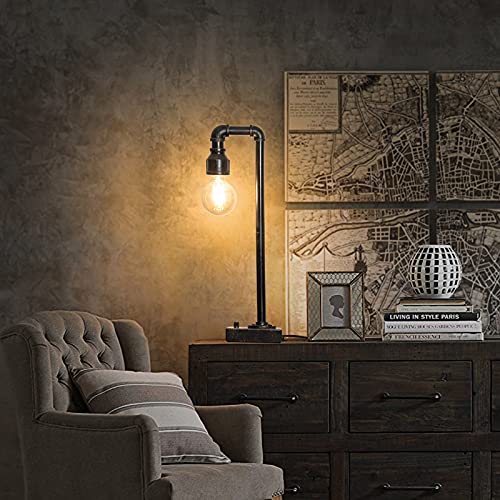 Industrial Table Lamp Vintage Bedside Lamp With 2 Usb Port And Ac Outlet Dimmable Steampunk Lamp Metal Pipe Edison Desk Lamp For Bedroom Living Room Farmhouse Decor 6W Led Bulb Included #TOP2