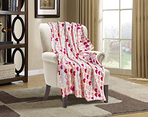 Valerian Luxury Velvet Super Soft Light Weight Blanket Prints Fleece Throw - All Year Round Home Decor, Fuzzy Warm And Cozy Throws, Couch And Gift, 50 X 60Inch, Isabella Heart #TOP2