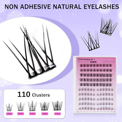 Image of 110PCS False Eyelashes, Self Adhesive Eyelashes, Wispy Handmade Fake Eyelashe, No Glue Needed Tweezers included (LMJ03-01)