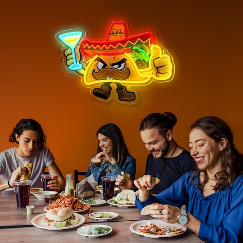 Image of Tacos Neon Sign for Wall Decor,Dimmable Led Tacos Neon Light for Mexican Restaurant Decor Mexican Burritos Led Light Neon Light for Shop Restaurant Window Fast Food Shop Wall Decoration