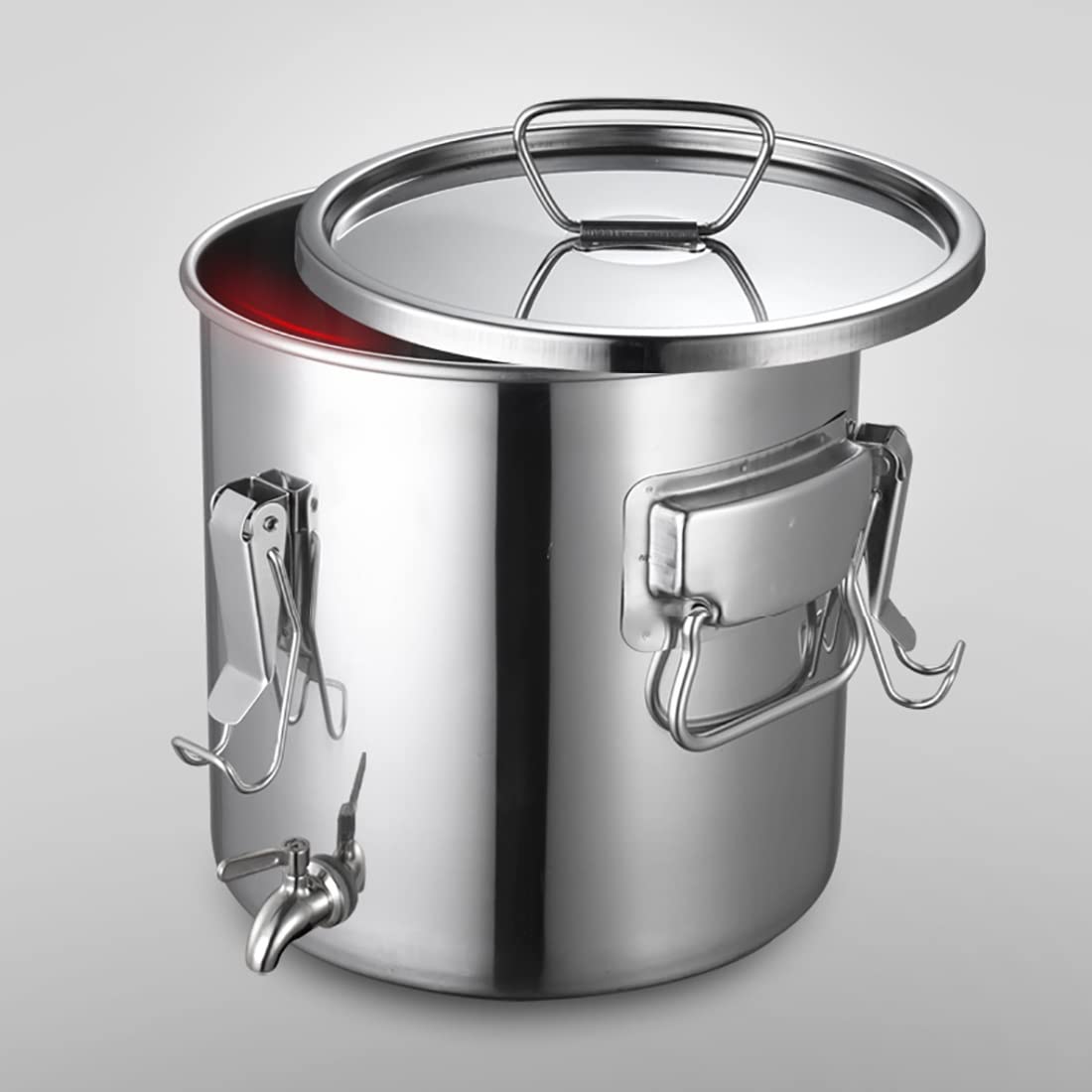 Olla de acero inoxidable con grifo de agua, barril sellado con tapa, diseño a prueba de fugas para almacenamiento de arroz y alimentos