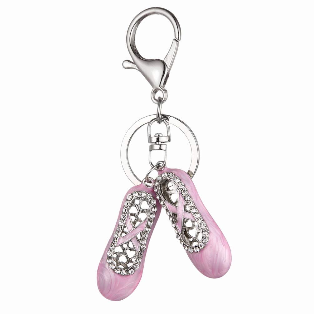 BESPORTBLEMini Pointe Shoe Keyring Rhinestone Ballet Shoes Keychain Creative Handbag Purse Charms Key Holder Ballet Dancer for Women Girls (Random Color)