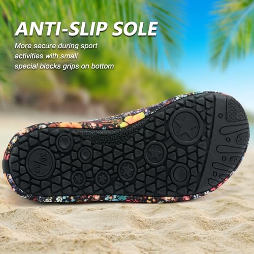 Water Shoes Quick-Dry Aqua Socks Barefoot Slip-on Beach Pool Swim River Yoga Surf Water Sport for Women Men Black Shivering-40/41 — view 5