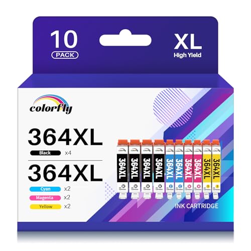 colorfly 364XL Cartucce Compatibili per HP 364XL 364 XL per Photosmart 5520 5510 6510 6520 7520 Deskjet 3520 3070A Officejet 4620 4622 (4 Nero 2 Ciano 2 Magenta 2 Giallo,10-Pezzi)
