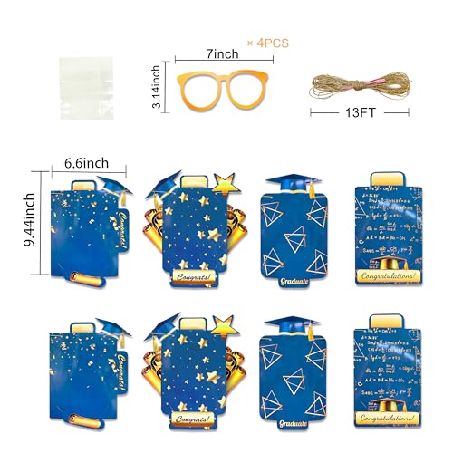 Image of pinkblume Graduation Party Decorations Navy Blue and Gold Grad Photo Banner Royal Blue Gold Congrats Grad Photograph Bunting Garland for 2026 Graduation Celebration Party Decorations Supplies