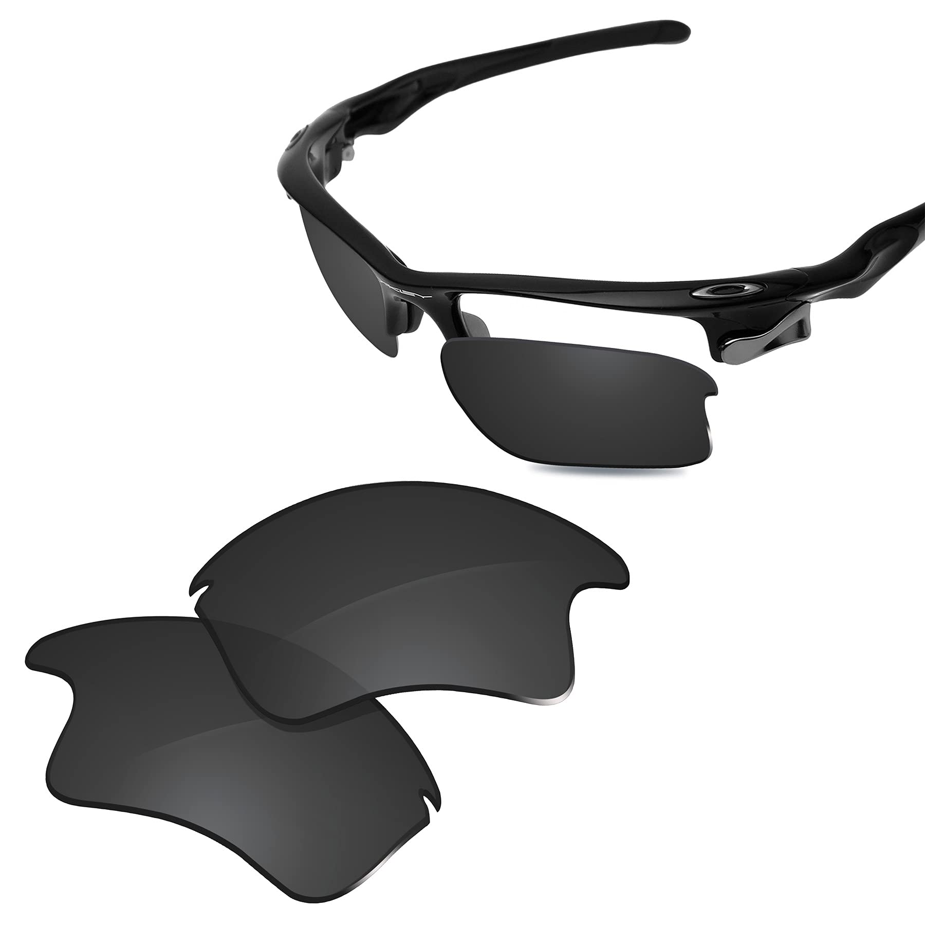 Glintbay 100% Precise-Fit Replacement Sunglass Lenses for Oakley Fast Jacket XL OO9156 - Polarized Advanced Black
