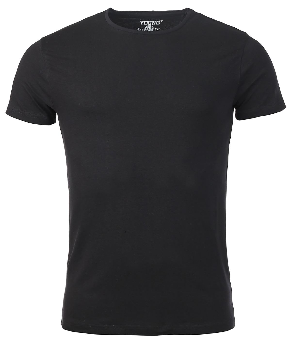 Young & Rich Herren Uni Basic T-Shirt mit Rundhals Ausschnitt einfarbig Stretch körperbetonte Dehnbare Passform 1701 5er Pack