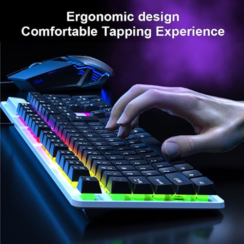 AULA F3061 Anti-ghosting, Gaming Keyboard & Mouse Combo, Wired Backlit Rainbow LED Keyboard & 3200 DPI Gaming Mouse for PC/Laptop (Black) - Image 6