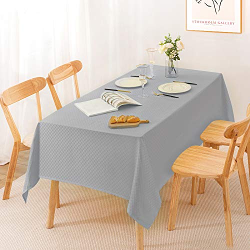 Jacquard Rectangle Table Cloth Oil-Proof Spill-Proof Wrinkle Resistant Tablecloth, Washable Polyester Fabric Heavy Weight Tablecloths for Kitchen Dinning Tabletop Decoration, 60 x 84 Inch, Grey