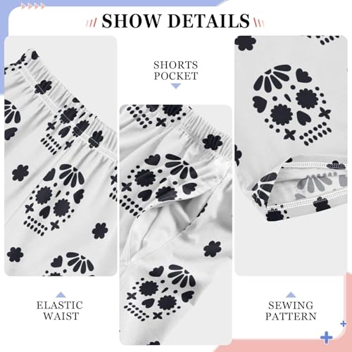 ZZXXB Mexican Holiday Skull Boys Long Pants Soft Trousers Elastic Waist Kids Lounge Bottoms with Pockets S-XL4