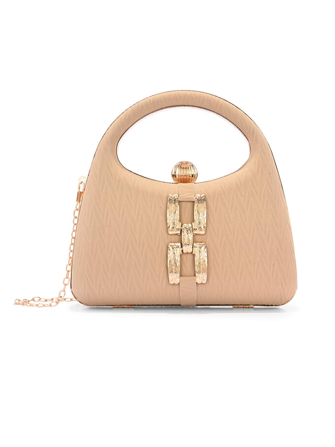 Handicraft Women's Beautiful Bling Box Clutch Bag | Evening Bag, Bridal Purse & Party Handbag | Wedding & Special Occasion Clutch (Gold Mat Buckle Fold 1)-image-17
