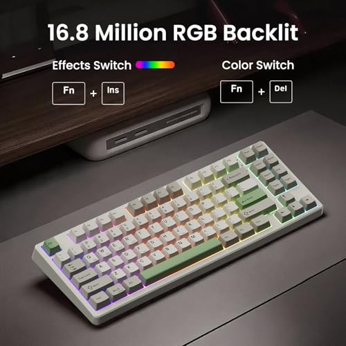 Image of Kisnt KN85 Wireless Mechanical Keyboard, 75% Layout, Bluetooth /2.4GHz /USB-C, Custom RGB Backlit, Hot-Swappable Linear Switch, Creamy Sound for Gaming /Typing (Industrial Gray)