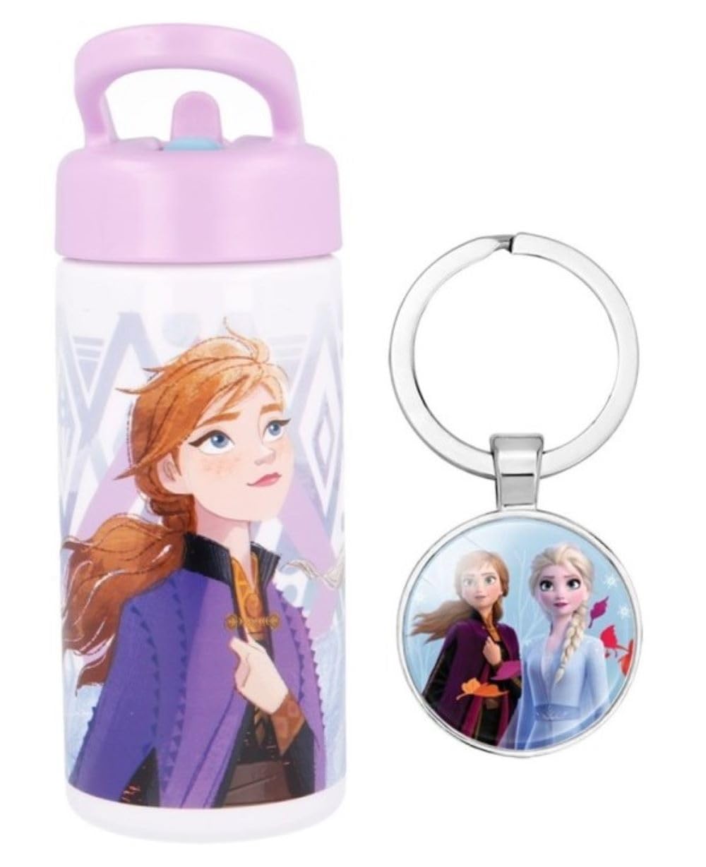 Om Supplies Frozen Disney Reusable Sipper Water Bottle Drink Bottle With Built-In Handle For Easy Carry School Lunch Kids Childrens 410Ml (Frozen)