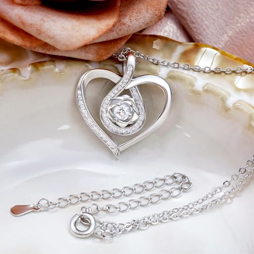 Image of Sterling Silver Pendant Necklace Charms Hypoallergenic Fashion Jewelry Dainty Valentines Day Birthday Gift for Women