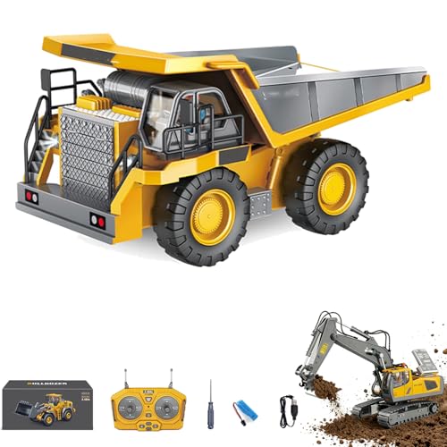 Velexia Premium Alloy Mini Rc Construction Set of 4, Commandthe Site Conquer The Dirt, 4 Vehicles with Remote Control, with 360 Rotation, Excavator & Dump Truck for Indoor/Outdoor Play