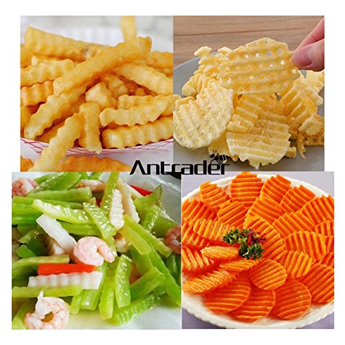 Antrader Stainless Steel Potato Carrot Chip Vegetable Crinkle Wavy Chopper Cutter French Fry Slicer 1 Pack/Set, Green #TOP4