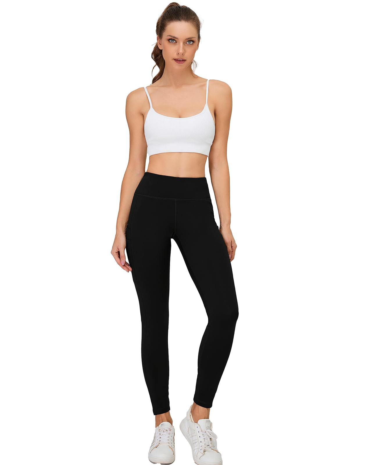 HMILES Leggings termici sportivi da donna, invernali, impermeabili, foderati in pile, a vita alta, opachi, per yoga, con tasche