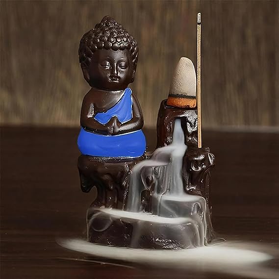 Buddha Backflow Smoke Fountain with Scented Cone Incenses (Blue) and Incense Sticks-image-36