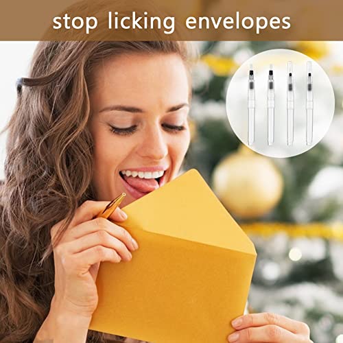 4Pcs Envelope Moistener Envelope Sealer Envelope Sealer Moistener Letter Sealer, Pencil Style Envelope Moistener With Brush Head, Wetter Supplies For Envelope Stamp #TOP4