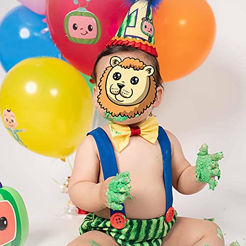 Image of Baby Boy 1st Birthday Cake Smash Outfits Party Suspenders Diaper Nappy Cover Bow Tie Mouse Headband 4pcs Clothes Set