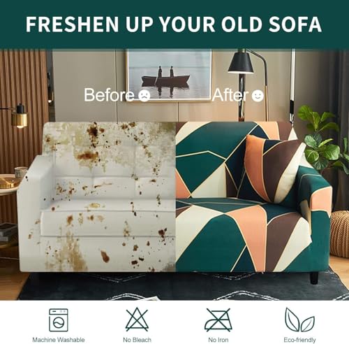 Image of Gorgeous Printed | Fully Covered, Stretchable & Non-Slip Elastic Slipcover Protector Sofa Cover (Multicheck, 5 Seater (3+1+1) Sofa Cover)