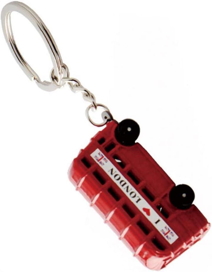 AisowayRed Bus 3D Phone Keychain Metal Key Ring London Souvenir Gift Molded