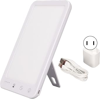 Phototherapy Lamp, 10000Lx LED Happy Light, Feel Better Phototherapy Sun Lamp with 5 Gear Adjustable Brightness, Mood Light, SAD Light for Energy Booster and Mood Lifter US
