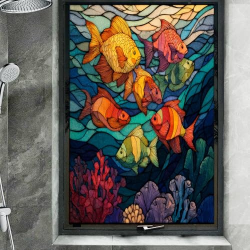 Vinilo Decorativo para Ventana Tropical Coral Landscape 15.7x23.6 pulg miniatura 3