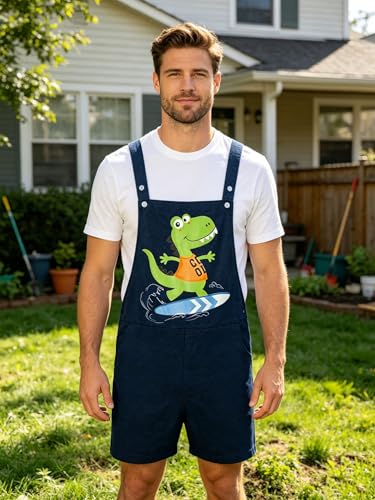 Salopete corta de dinosaurio Agoky para hombre y delantal de pijama casual 3