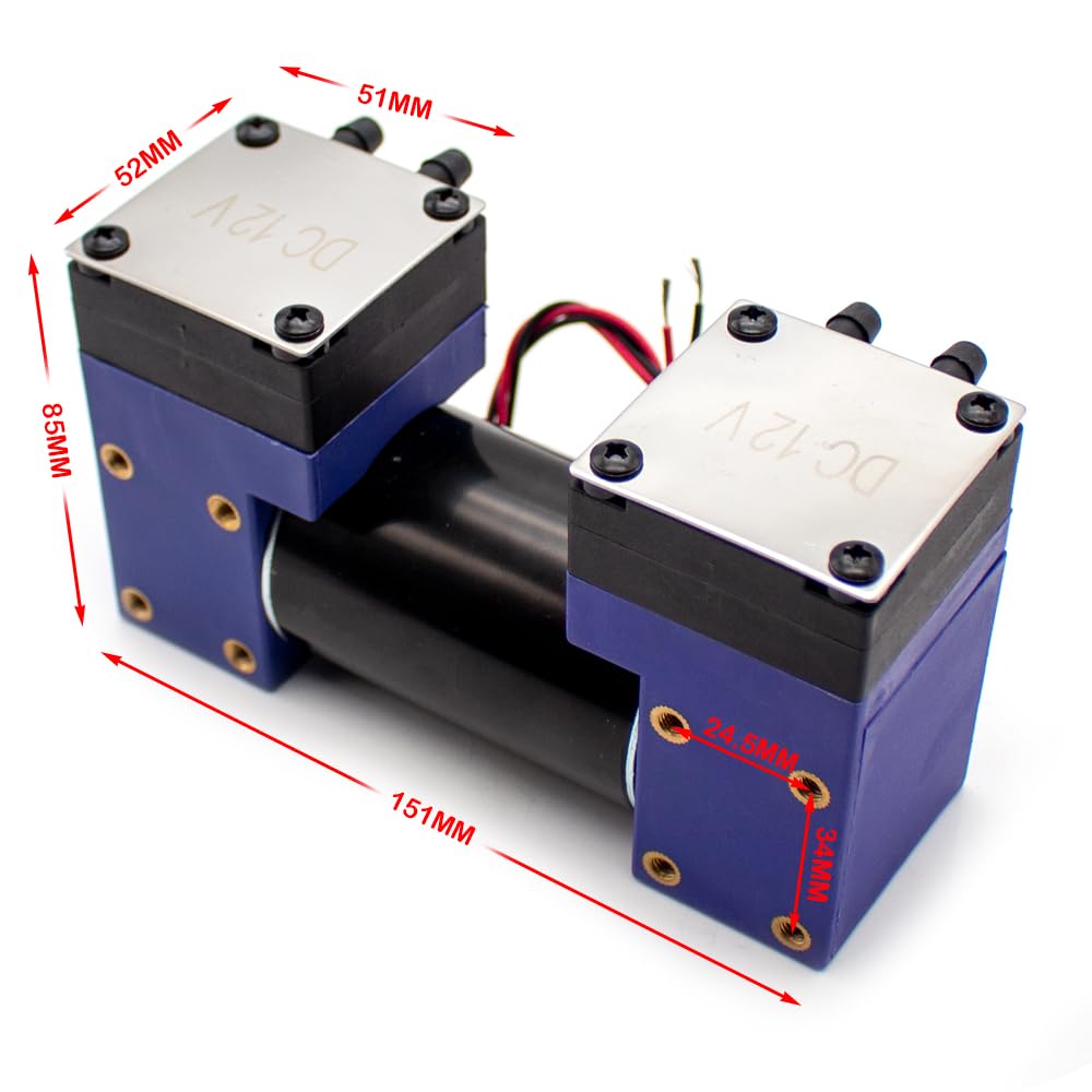 Toplionace Pompa a Vuoto Micro Doppia Testa, Mini Pompa a Diaframma 25W 12V 24V 220V Pompa Elettrica Silenziosa Piccola Pompa ad Aria Medica, 15L/min (24V)