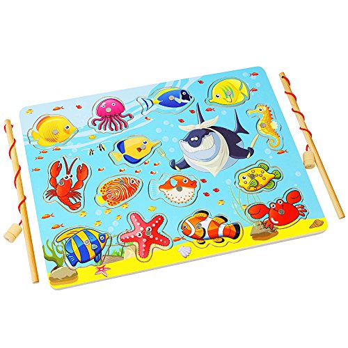 Lewo 14-Delig Magnetisch Visspel Educatief Speelgoed voor Basisvaardigheden Houten Bad Vloer Puzzel Visspeelgoed voor… - Afbeelding 5