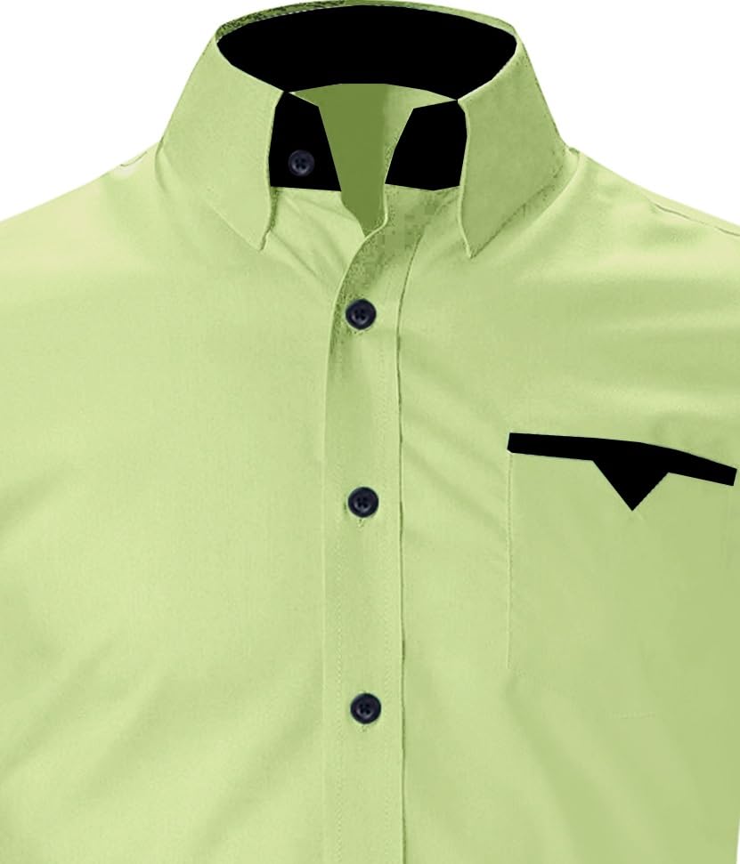FINAXO FASHION Men's Light Green Solid Poly Cotton Full Sleeve Stylish Spread Collor Smart Stylist Shirt with Designer Single Pocket | Regular fit Poly Cotton Full Sleeve Casual Shirt (1063_XL) 1