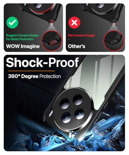 Image of WOW IMAGINE Shock Proof Clear Protective Back Case for Vivo X200 5G - AirEDGE Technology | 360 Degree Camera Protection | Transparent Hybrid Back Case Mobile Cover - Black